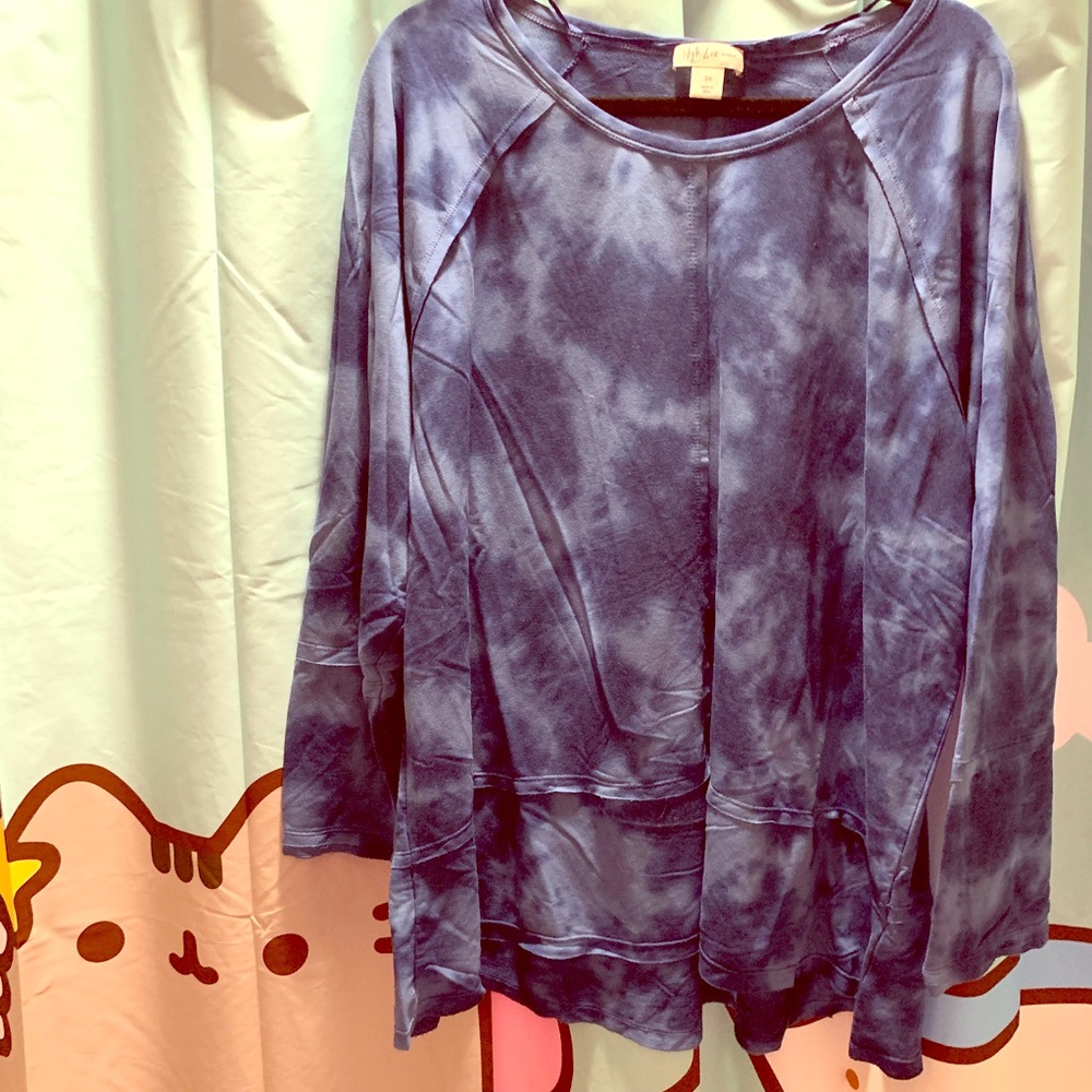 PLUS! Style & CO Blue Tie-Dye Sweatshirt